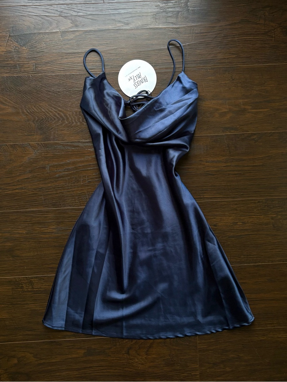 Princess Polly Navy Satin Cowl Slip Mini Dress